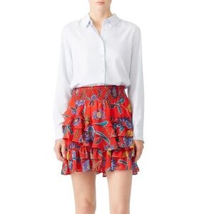 Rebecca Minkoff Red Printed Ruffle Mini skirt NWT
